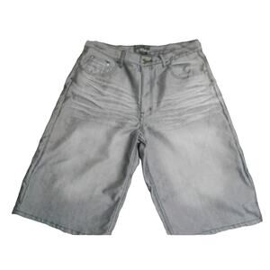 Vintage Y2K Chams Mens Size 36 Shinny Denim Baggy Loose Hip Hop Skater Shorts